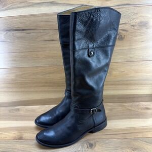 Frye Shirley Rivet Tall Riding Boots Womens 7.5 Black Leather Equestrian